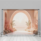 Lofaris Boho Arch Door Beige Wall Wedding Photo Backdrop