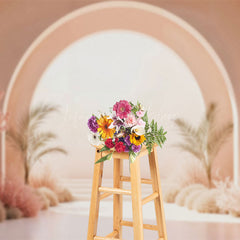 Lofaris Boho Arch Door Beige Wall Wedding Photo Backdrop