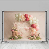 Lofaris Boho Balloon Arch Photography Backdrop Earth Tone Colors with Floral Modern Wedding or Bridal Shower Decor