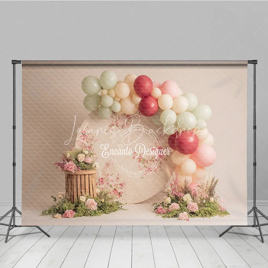 Lofaris Boho Balloon Arch Photography Backdrop Earth Tone Colors with Floral Modern Wedding or Bridal Shower Decor