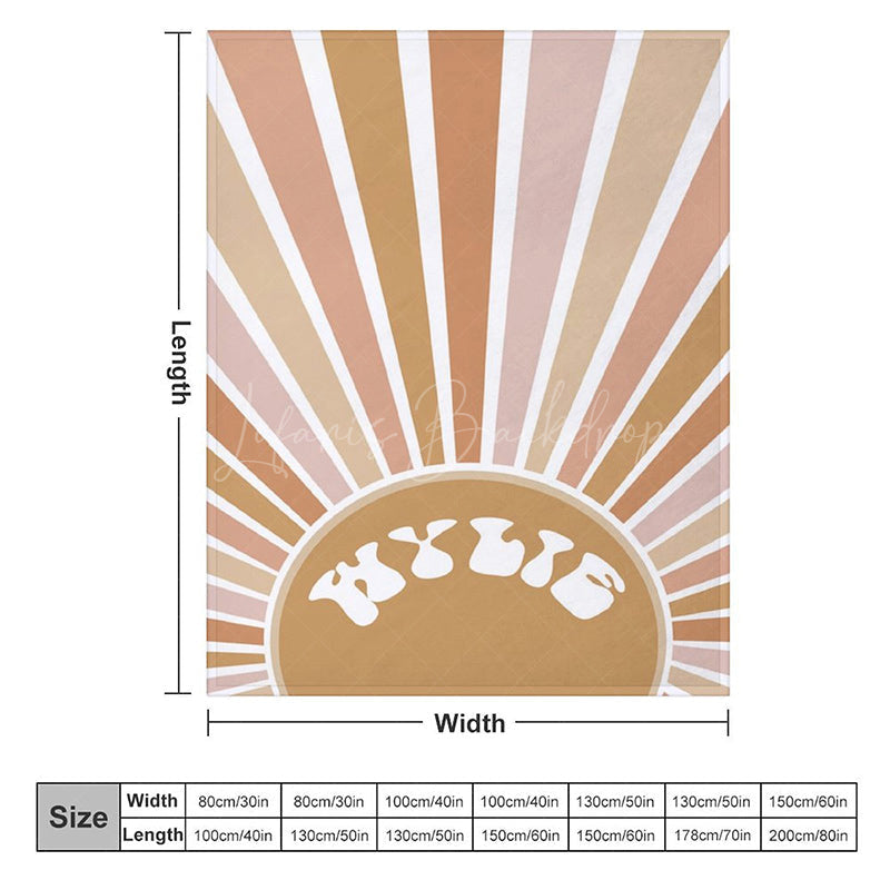Lofaris Boho Colorful Rainbow Sunlight Custom Name Blanket