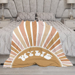 Lofaris Boho Colorful Rainbow Sunlight Custom Name Blanket