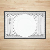 Lofaris Boho Dark Grey White Rhombus Print Set Of 4 Placemats