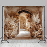 Lofaris Boho Feather Beige Retro Arched Corridor Backdrop