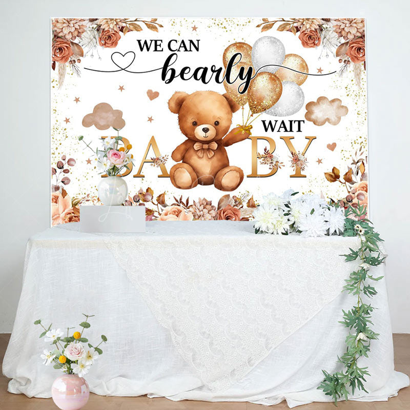 Lofaris Boho Floral Balloon Bearly Wait Baby Shower Backdrop