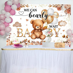 Lofaris Boho Floral Balloon Bearly Wait Baby Shower Backdrop
