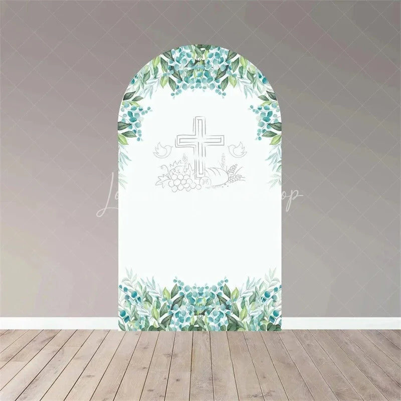 Lofaris Boho Floral Baptism Arch Backdrop Delicate Flower for Christening Party Spring Garden Photo Decor Kids