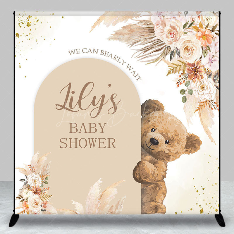 Lofaris Boho Floral Bearly Wait Custom Baby Shower Backdrop