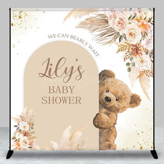 Lofaris Boho Floral Bearly Wait Custom Baby Shower Backdrop