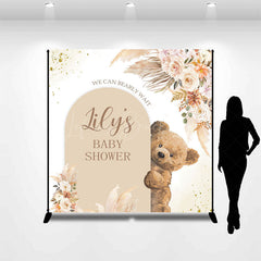 Lofaris Boho Floral Bearly Wait Custom Baby Shower Backdrop