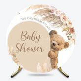 Lofaris Boho Floral Bearly Wait Round Baby Shower Backdrop