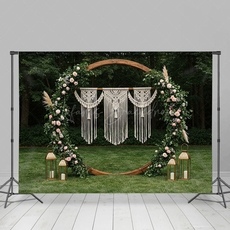 Lofaris Boho Floral Circular Wedding Decor Room Set Backdrop