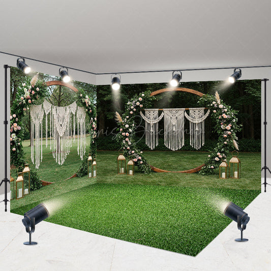 Lofaris Boho Floral Circular Wedding Decor Room Set Backdrop