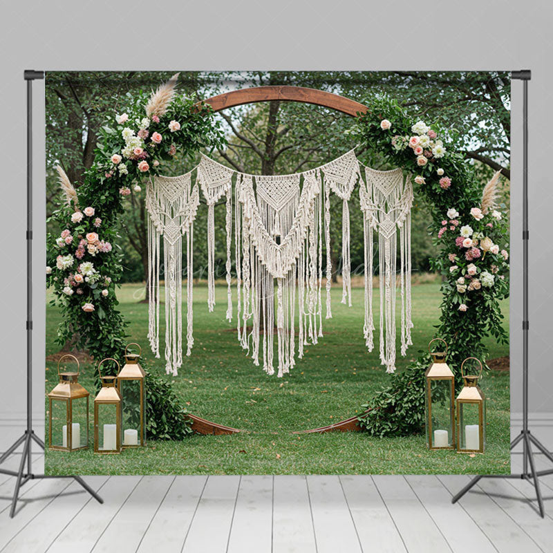 Lofaris Boho Floral Circular Wedding Decor Room Set Backdrop