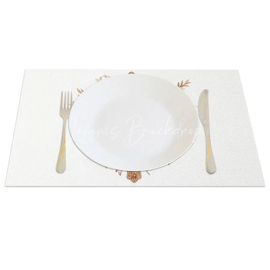 Lofaris Boho Floral Cross Set of 4 Placemats Watercolor Pink Flowers Holy Table Mats Christening Baptism Party Decoration