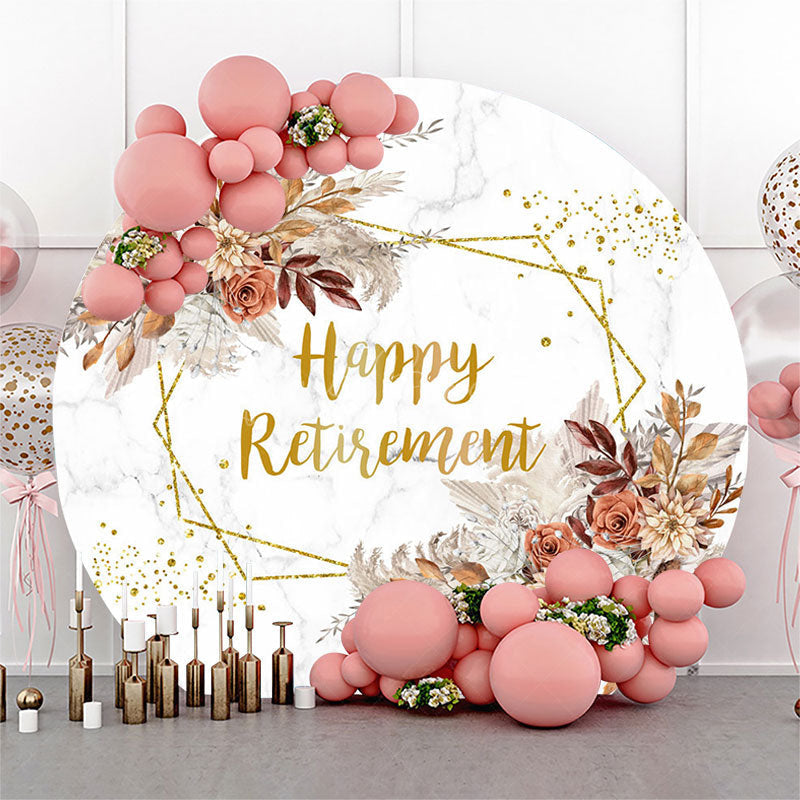 Lofaris Boho Floral Marbled Round Happy Retirement Backdrop
