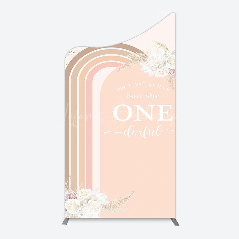 Lofaris Boho Floral Rainbow Isnt She Onederful Arch Backdrop