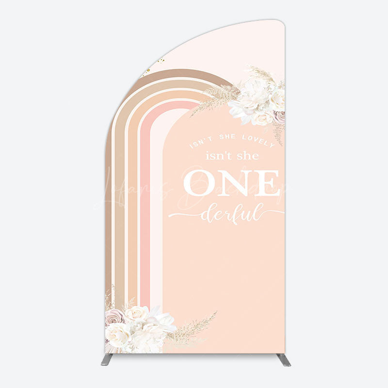Lofaris Boho Floral Rainbow Isnt She Onederful Arch Backdrop