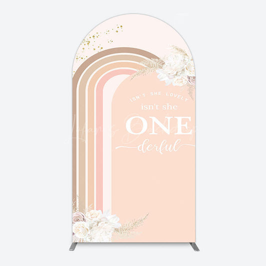 Lofaris Boho Floral Rainbow Isnt She Onederful Arch Backdrop