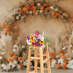 Lofaris Boho Floral Reed Retro Wall Wedding Photo Backdrop