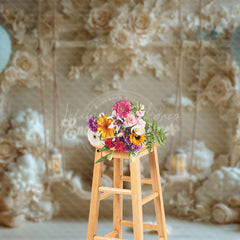Lofaris Boho Flower Carving Wall Bear Swing Cake Smash Backdrop