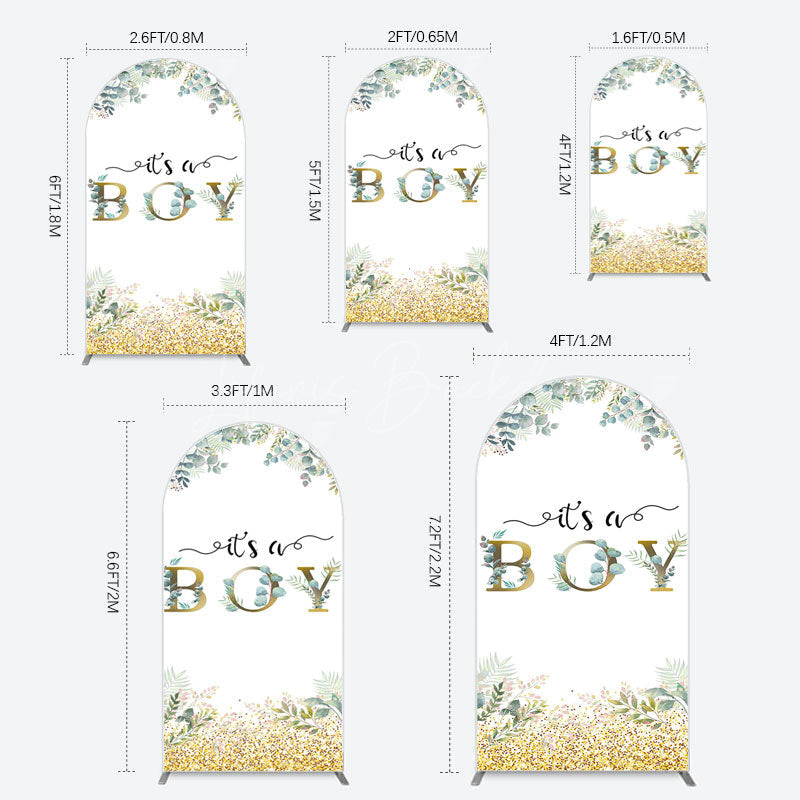 Lofaris Boho Glitter Plants Fresh Baby Shower Arch Backdrop