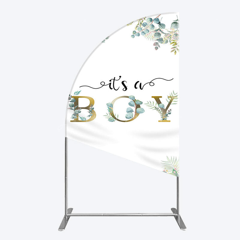 Lofaris Boho Glitter Plants Fresh Baby Shower Half Moon Arch Backdrop