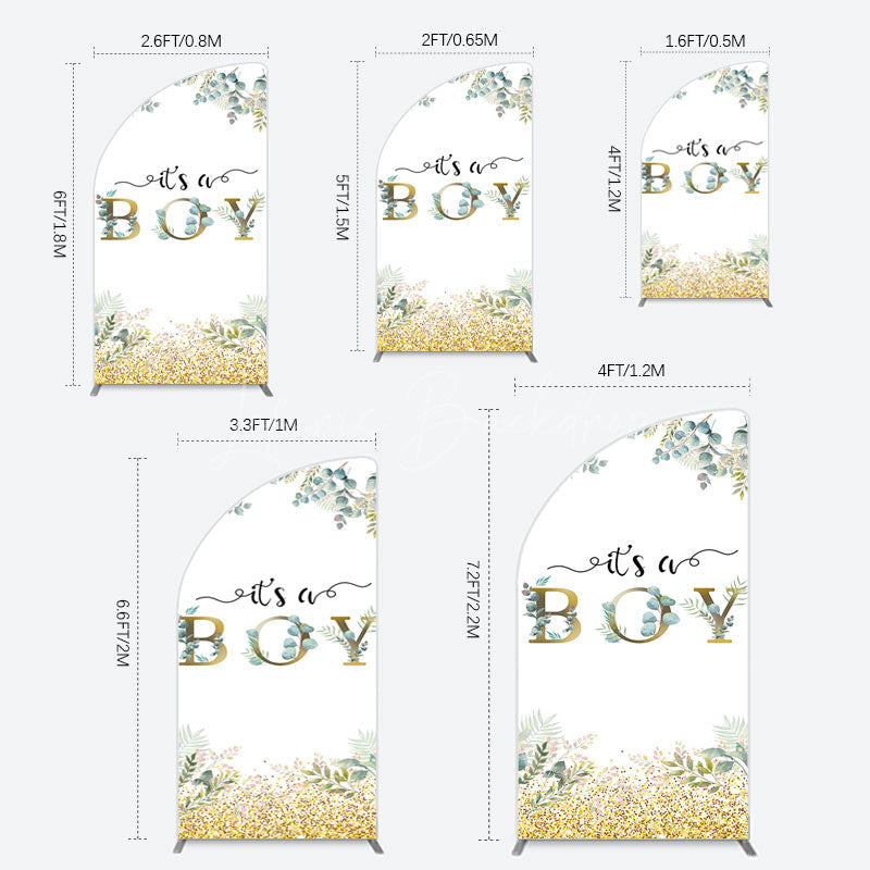 Lofaris Boho Glitter Plants Fresh Baby Shower Half Moon Arch Backdrop