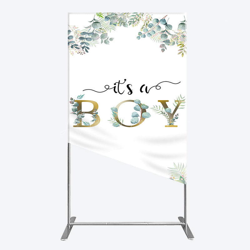 Lofaris Boho Glitter Plants Fresh Baby Shower Rectangle Backdrop