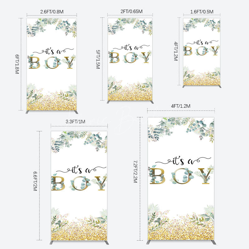Lofaris Boho Glitter Plants Fresh Baby Shower Rectangle Backdrop