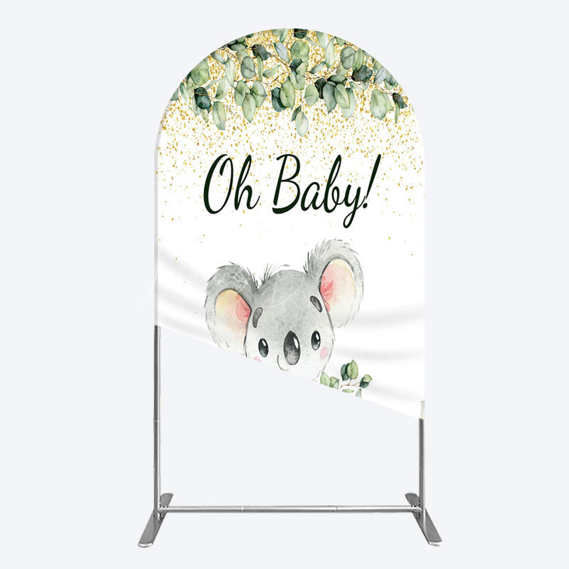 Lofaris Boho Green Glitter Koala Baby Shower Arch Backdrop