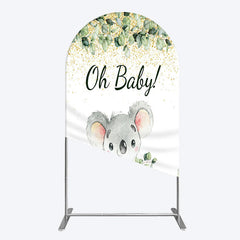 Lofaris Boho Green Glitter Koala Baby Shower Arch Backdrop
