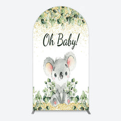 Lofaris Boho Green Glitter Koala Baby Shower Arch Backdrop