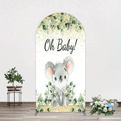 Lofaris Boho Green Glitter Koala Baby Shower Arch Backdrop