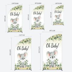 Lofaris Boho Green Glitter Koala Baby Shower Half Moon Arch Backdrop