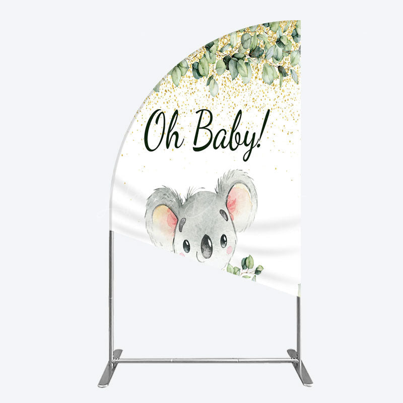 Lofaris Boho Green Glitter Koala Baby Shower Half Moon Arch Backdrop