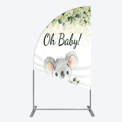 Lofaris Boho Green Glitter Koala Baby Shower Half Moon Arch Backdrop