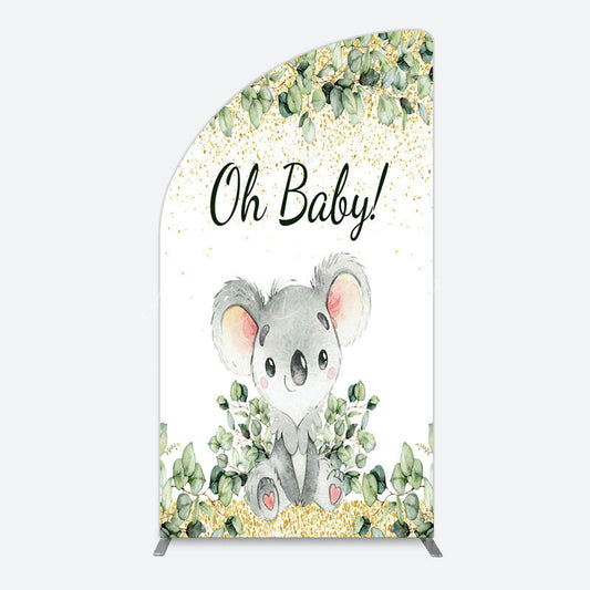 Lofaris Boho Green Glitter Koala Baby Shower Half Moon Arch Backdrop