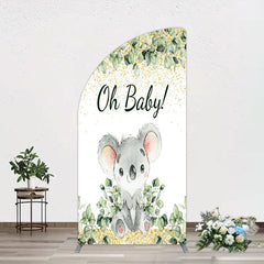 Lofaris Boho Green Glitter Koala Baby Shower Half Moon Arch Backdrop