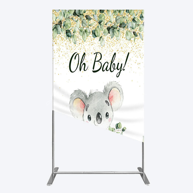 Lofaris Boho Green Glitter Koala Baby Shower Rectangle Backdrop