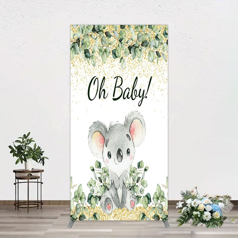 Lofaris Boho Green Glitter Koala Baby Shower Rectangle Backdrop