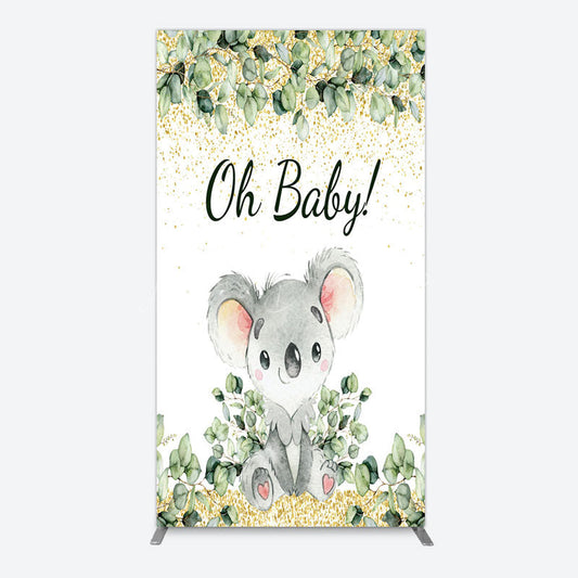 Lofaris Boho Green Glitter Koala Baby Shower Rectangle Backdrop
