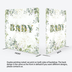 Lofaris Boho Green Leaf Baby Shower Square Tension Backdrop