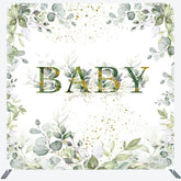 Lofaris Boho Green Leaf Baby Shower Square Tension Backdrop