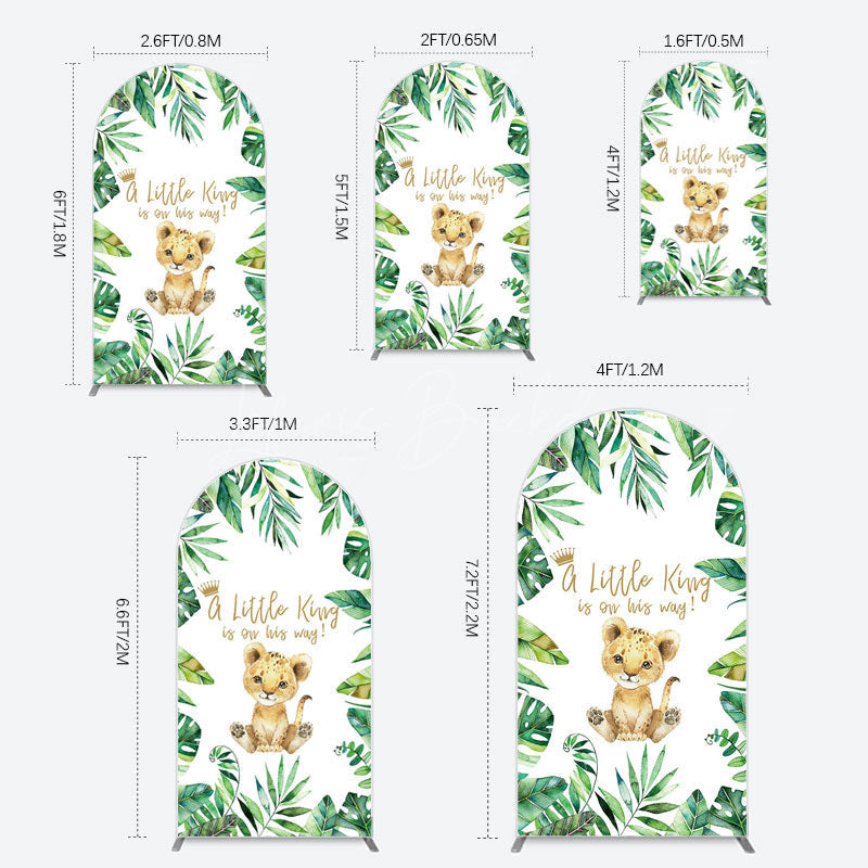 Lofaris Boho Green Leaves Lion Baby Shower Arch Backdrop