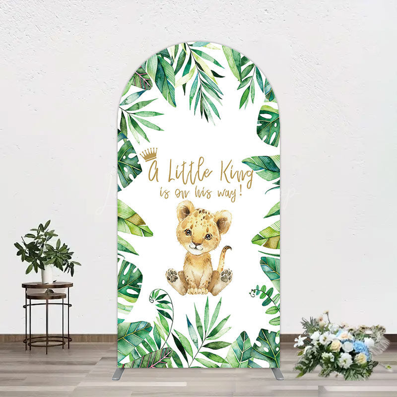 Lofaris Boho Green Leaves Lion Baby Shower Arch Backdrop
