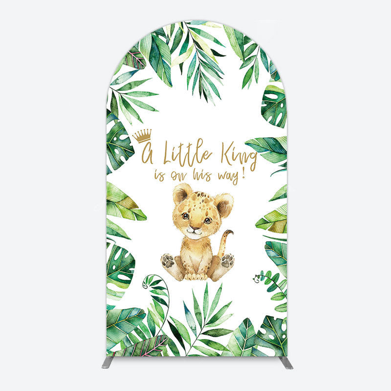 Lofaris Boho Green Leaves Lion Baby Shower Arch Backdrop