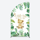 Lofaris Boho Green Leaves Lion Baby Shower Half Moon Arch Backdrop