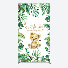 Lofaris Boho Green Leaves Lion Baby Shower Rectangle Backdrop