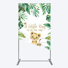 Lofaris Boho Green Leaves Lion Baby Shower Rectangle Backdrop